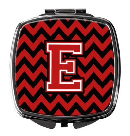Monogram Letter Compact Mirror (Color: Chevron Black and Red, size: 2.75 x 3)