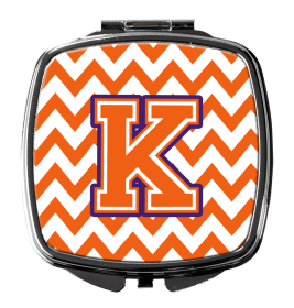 Monogram Letter Compact Mirror (Color: Chevron Orange and Regalia, size: 2.75 x 3)