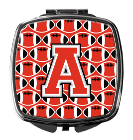 Monogram Letter Compact Mirror (Color: Football Scarlet and Grey Compact, size: 2.75 x 3)