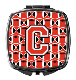 Monogram Letter Compact Mirror (Color: Football Scarlet and Grey, size: 2.75 x 3)